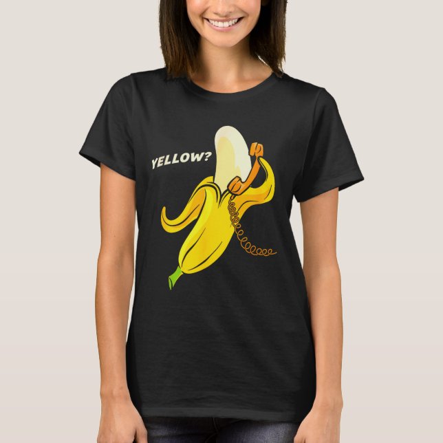 T-shirt Funny Banana Phone - Yellow_ Hello_  (Devant)