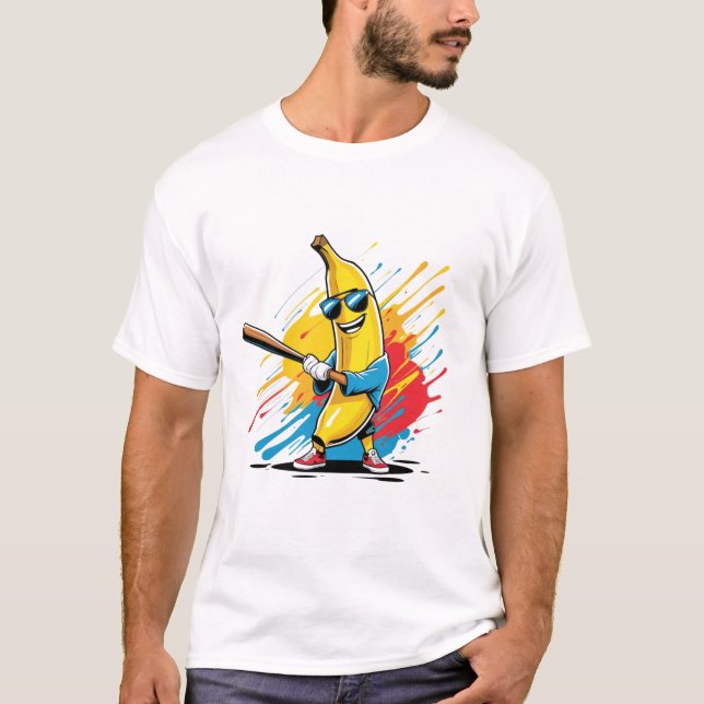 T-shirt Funny Banana Swinging Baseball Funny Drip (Devant)