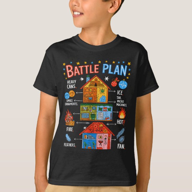 T-shirt Funny Battle Plan Christmas Home Kids Hand Dawn Al (Devant)