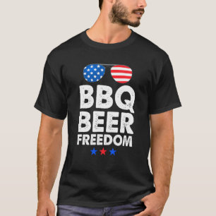 T-shirt Funny Beer BBQ Freedom Tee - shirt Hommes American