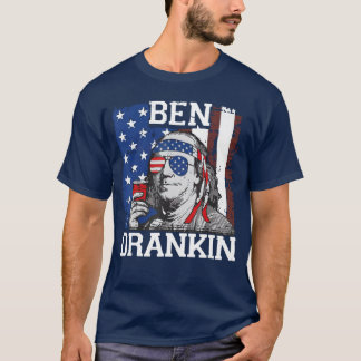 T-shirt Funny Ben Drankin 4th Of July USA Flag Men Drinkin