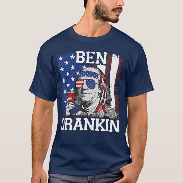 T-shirt Funny Ben Drankin 4th Of July USA Flag Men Drinkin (Devant)