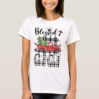 T-shirt Funny Béni Gigi Claus Buffalo Plaid Camion Rouge C