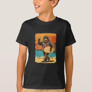 T-shirt Funny Bigfoot Aloha Hawaiian Surfing Tropical Beac