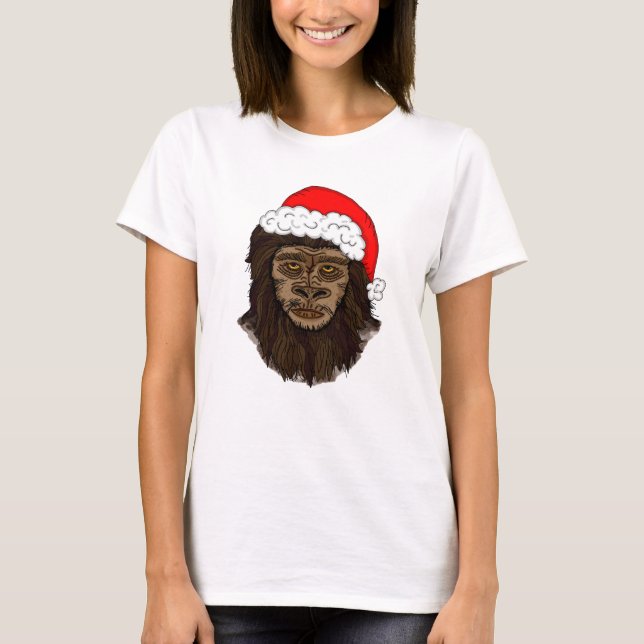 T-shirt Funny Bigfoot Dans L'Humour Sasquatch De Santa Hat (Devant)