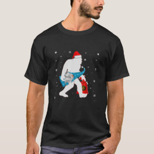 T-shirt Funny Bigfoot Porter Une Statue Gnome Noël Bigfo