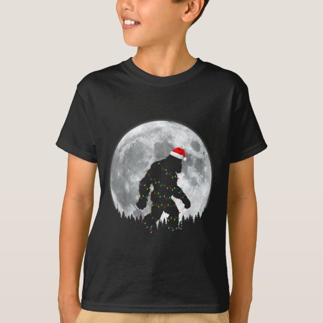 T-shirt Funny Bigfoot Santa Moon Christmas Lights Xmas Sas (Devant)