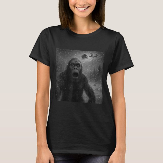 T-shirt Funny Bigfoot Sasquatch Selfie Santa Claus Xmas Ch (Devant)