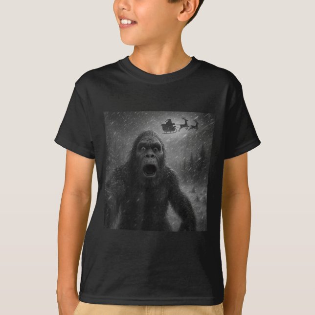 T-shirt Funny Bigfoot Sasquatch Selfie Santa Claus Xmas Ch (Devant)