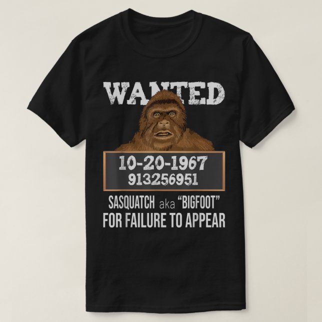 T-shirt Funny Bigfoot Wanted Poster Design (Design devant)