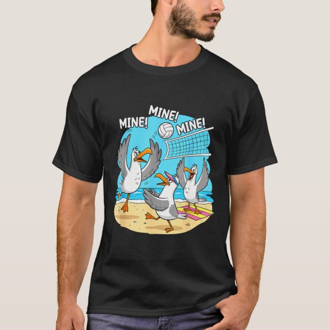 T-shirt Funny Bird Playing Volleyball Mine Game Day Vibes  (Devant)