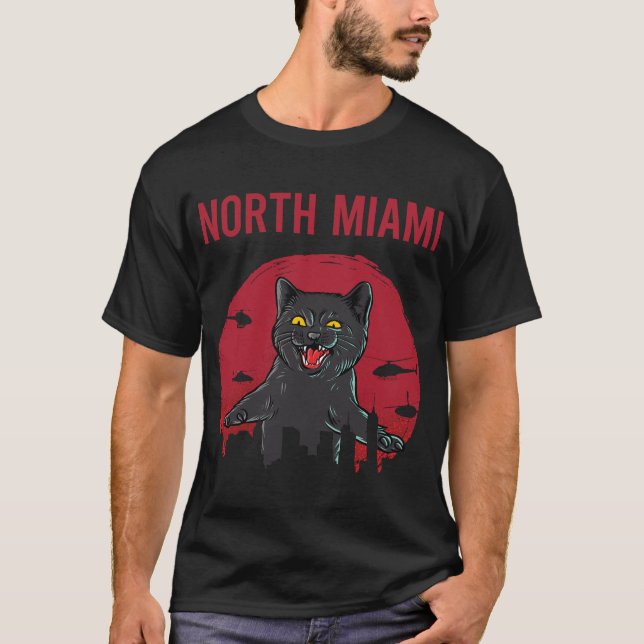 T-shirt Funny Black Cat North Miami (Devant)