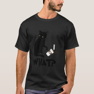 T-shirt Funny Black Cat What Cute kitten renversé café Fu