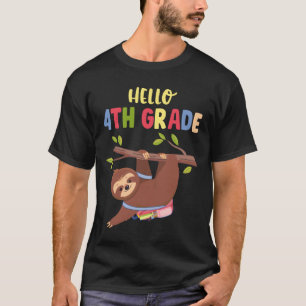 T-shirt Funny Bonjour 4e année de retour à l'école Sloth