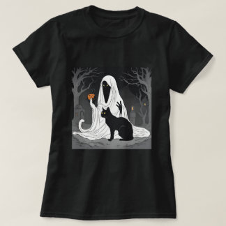 T-shirt Funny Boo Ghost Chat noir Halloween Éffrayant 2024