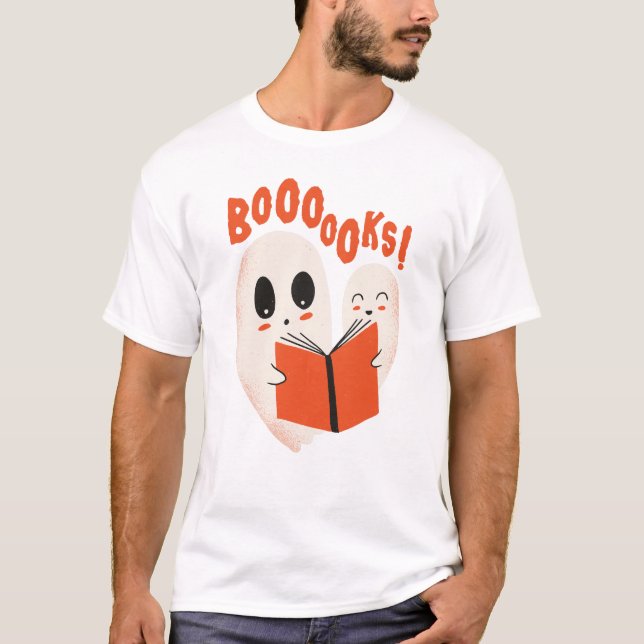 T-shirt Funny Bookworm Ghost Halloween Costume Booooks (Devant)