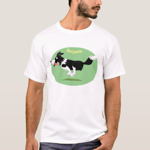 T-shirt Funny Border Collie chien en course dessin animé