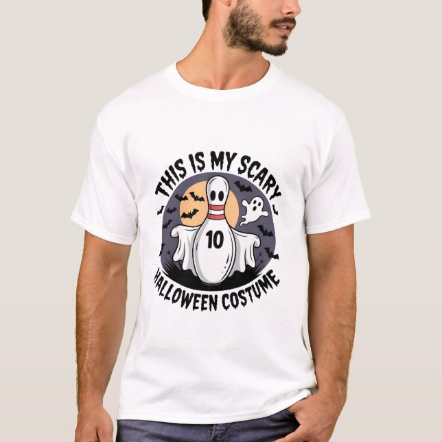T-shirt Funny Bowling Ghost This Is My Halloween Costume (Devant)