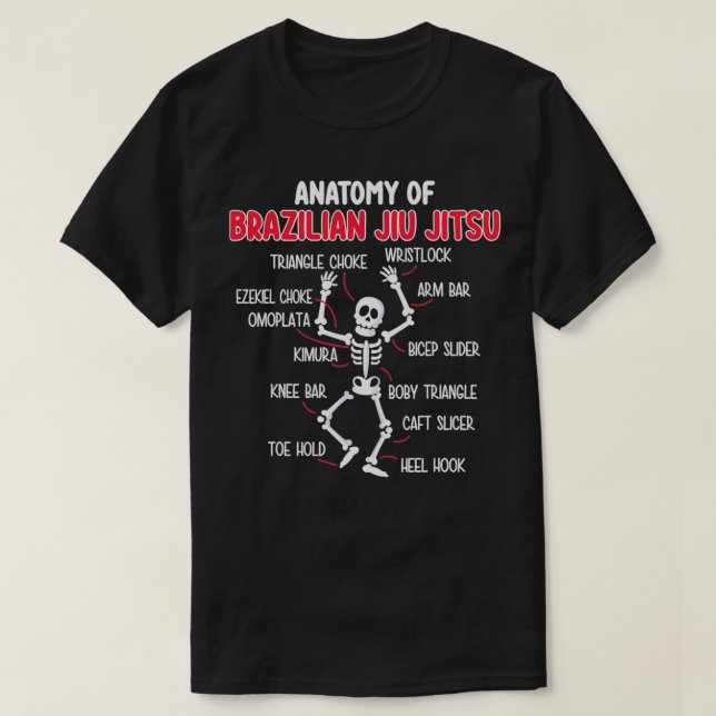 T-shirt Funny Brazilian Jiu Jitsu Skeleton (Design devant)