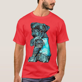 T-shirt Funny Brindle Pug Dog I Love Dad Tattoo Brindle Pu
