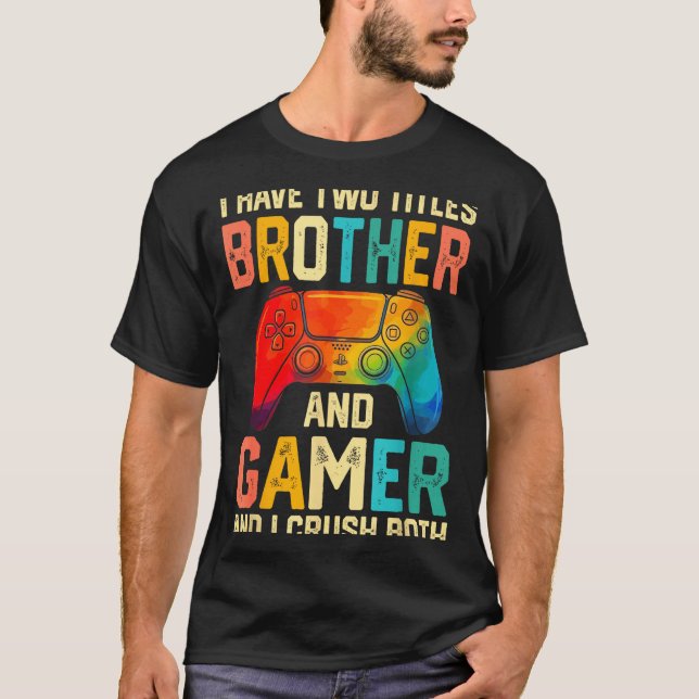 T-shirt Funny Brother Gamer Graphic Tee Men Boys Teens Vid (Devant)