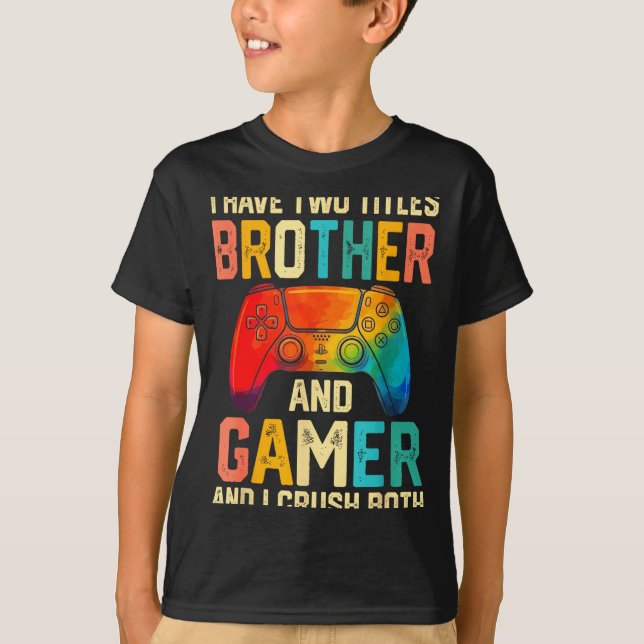T-shirt Funny Brother Gamer Graphic Tee Men Boys Teens Vid (Devant)