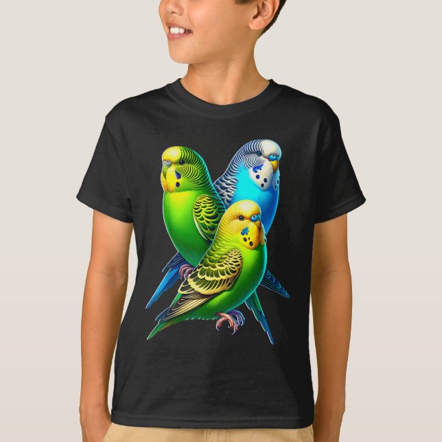 T-shirt Funny Budgie Budgerigar Design  (Devant)