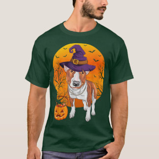 T-shirt Funny Bull Terrier Lune Halloween sorcier Casquett
