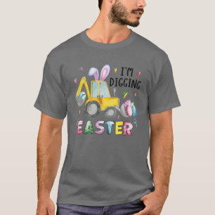T-shirt Funny Bunny Excavator Easter Egg Kid Boys Easter