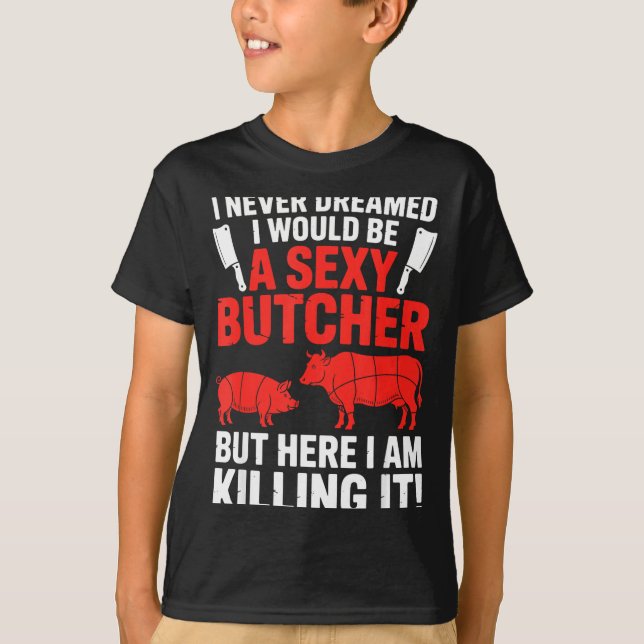 T-shirt Funny Butcher Design For Men Women Butchery Meat B (Devant)