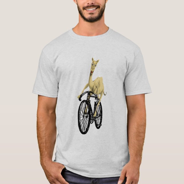 T-shirt Funny Camel à vélo noir, pour les amateurs de dése (Devant)