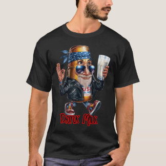 T-shirt Funny Can of Beer drinking Milk on a Black