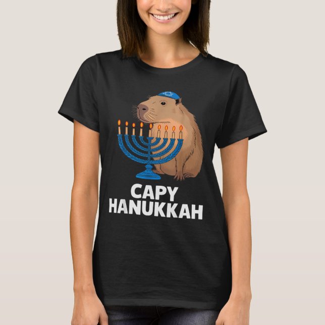 T-shirt Funny Capybara Happy Hanukkah Chanukah Jewish Men  (Devant)