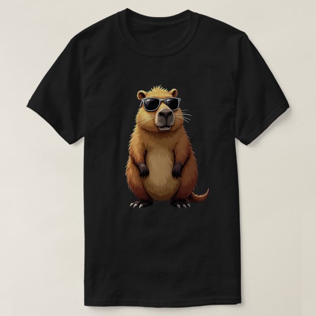 T-shirt Funny Capybara Porter Des Lunettes de soleil (Design devant)