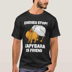 T-shirt Funny Capybara se fait manger par Pelican Friends