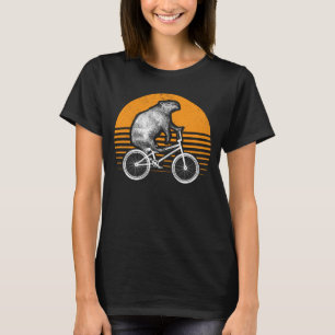 T-shirt Funny Capybara vélo d'équitation Retro Capibara