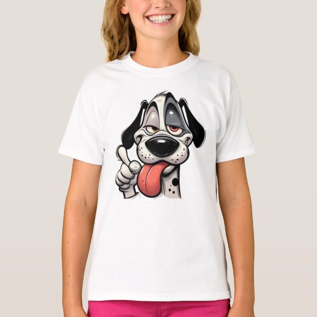 T-shirt funny cartoon dog with its tongue hanging out (Devant)