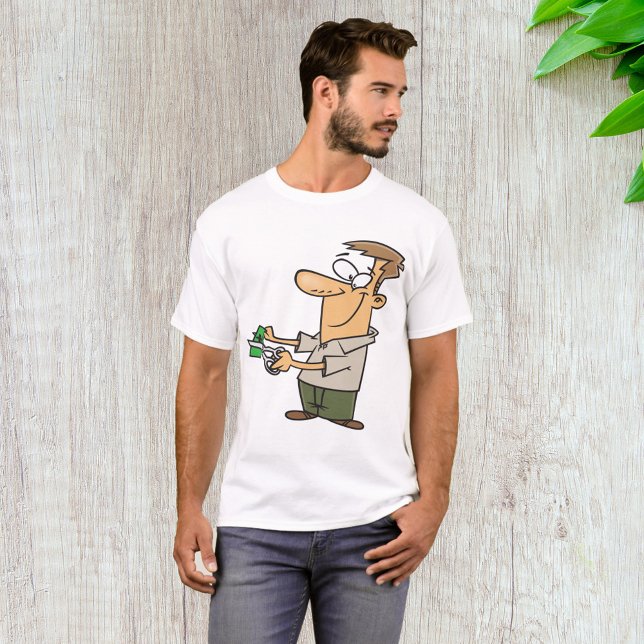 T-shirt Funny Cartoon Man Cutting Dollar Bill (Créateur téléchargé)