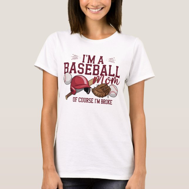 T-shirt Funny cassé Baseball Maman art du mot (Devant)