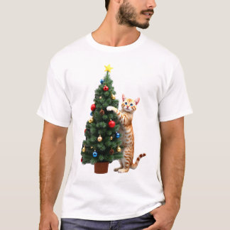 T-shirt Funny Cat Christmas Tree Xmas Gifts Men Women Kids