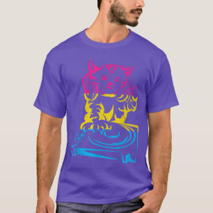 T-shirt Funny Cat DJ Music LGBT Panseual Flag Pan Pride Pa
