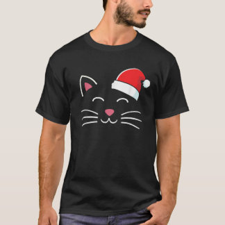 T-shirt Funny cat face with santa hat for merry christmas 