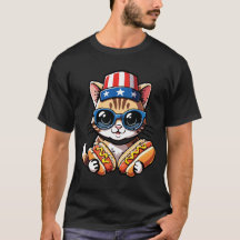 Funny Cat Hot Dog Fourth of July Foodie