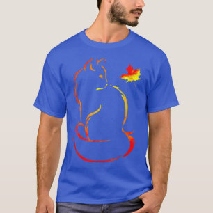 T-shirt Funny Cat Leaf Automne Bonjour Automne Pour Cute K