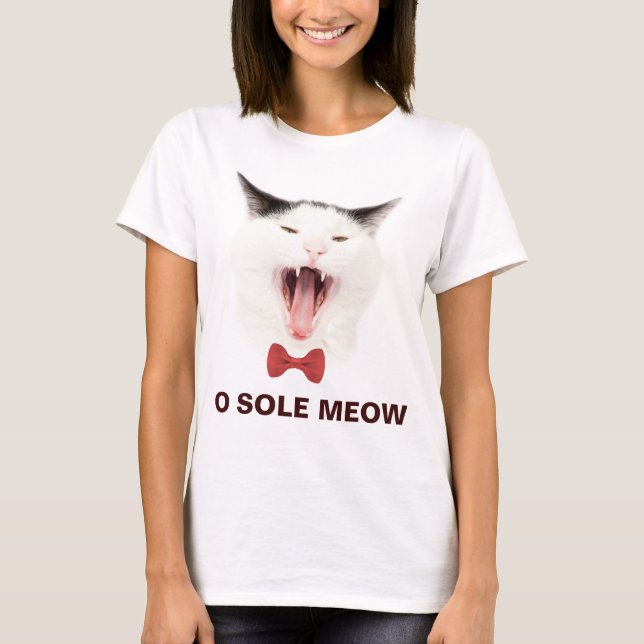 T-shirt Funny Cat O Sole Meow personnalisable (Devant)