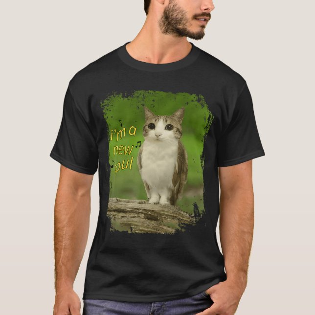 T-shirt Funny Cat Owl Unhinged Brainrot Internet Meme Meow (Devant)