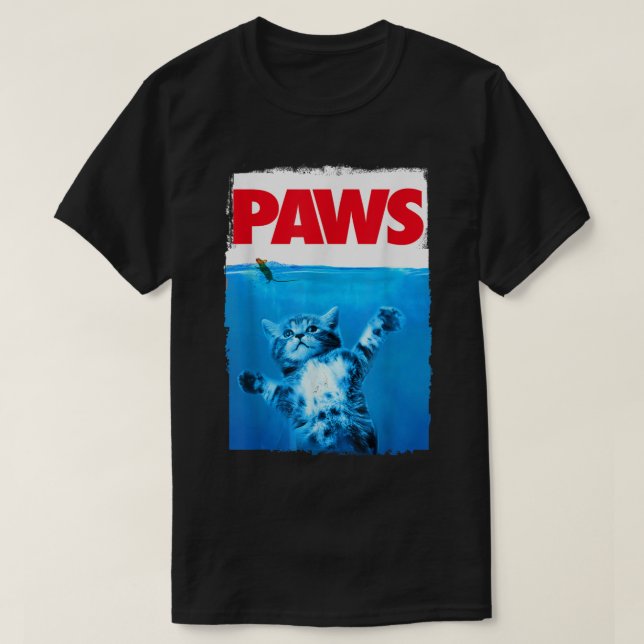 T-shirt Funny Cat PAWS Parody Design (Design devant)