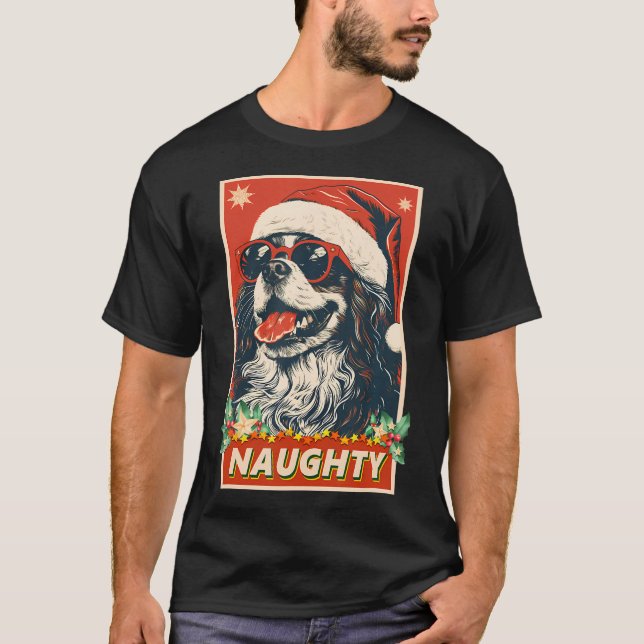 T-shirt Funny Cavalier King Charles Spaniel Noël Naug (Devant)