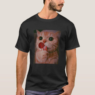 T-shirt Funny Chat Lollipop Meow Kitty Funny Amoureux des 