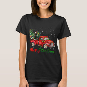 T-shirt Funny Chat Noir équitation Camion Rouge Arbre de N